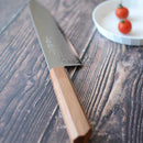 [KITCHEN (CHEF) KNIFE] HIGH CARBON STAINLESS STEEL INTERCUTTING POLISHED DAMASCUS SANTOKU KNIFE 180MM OAK OCTAGONAL PATTERN-KAKISHIBU FINISH- | SAKAI FORGED BLADES|YAMAWAKI CUTLERY