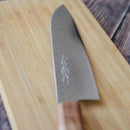 [KITCHEN (CHEF) KNIFE] HIGH CARBON STAINLESS STEEL INTERCUTTING POLISHED DAMASCUS SANTOKU KNIFE 180MM OAK OCTAGONAL PATTERN-KAKISHIBU FINISH- | SAKAI FORGED BLADES|YAMAWAKI CUTLERY