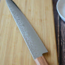 [KITCHEN (CHEF) KNIFE] HIGH CARBON STAINLESS STEEL INTERCUTTING POLISHED DAMASCUS PETTY KNIFE 150MM OAK OCTAGONAL PATTERN-KAKISHIBU FINISH- | SAKAI FORGED BLADES|YAMAWAKI CUTLERY