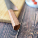 [KITCHEN (CHEF) KNIFE] HIGH CARBON POLISHED DAMASCUS GYUTO 240MM OCTAGONAL OAK HANDLE KAKISHIBU FINISH | SAKAI FORGED BLADES | YAMAWAKI CUTLERY