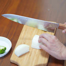 [KITCHEN (CHEF) KNIFE] HIGH CARBON POLISHED DAMASCUS GYUTO 240MM OCTAGONAL OAK HANDLE KAKISHIBU FINISH | SAKAI FORGED BLADES | YAMAWAKI CUTLERY