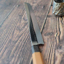 [KITCHEN (CHEF) KNIFE] SATO UMA MITSUHIRO YOSHIHIRO SHIRAJI STEEL WATER-GRILLED HONYAKI TIP MARU OCTOPUS KNIFE 330MM MIRROR SURFACE WAVE FLOATING 1ST PLACE OCTAGONAL PATTERN | SAKAI FORGED BLADES|YAMAWAKI CUTLERY