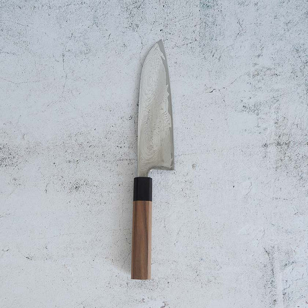 [廚房（廚師）刀] MOV Suminagashi Santoku刀165mm核桃手柄| Yoshihiro | Sakai偽造的刀片