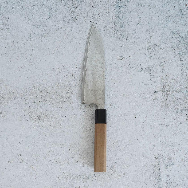 [廚房（廚師）刀] MOV Suminagashi Santoku刀165mm核桃手柄| Yoshihiro | Sakai偽造的刀片