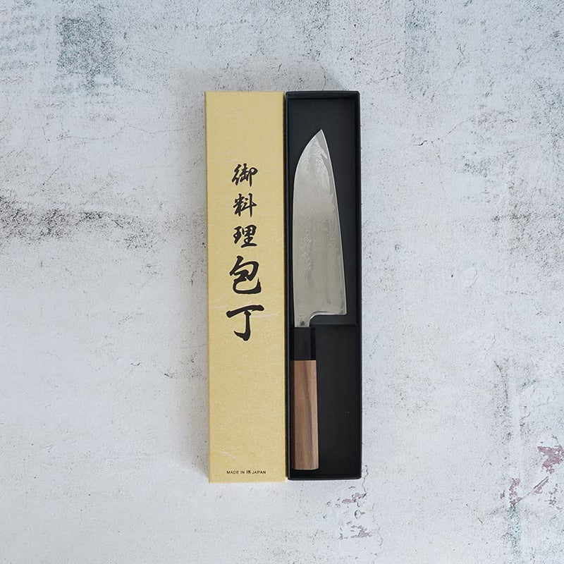 [Kitchen (Chef) มีด] MOV SUMINAGASHI SANTOKU มีด 165 มม. ด้ามวอลนัท | Sakai Forged Blades | Yoshihiro