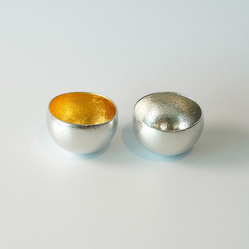 [Sake Cup] Kuzushi - Yure - (S) Tin และ Gold Leaf Set | Takaoka Bronze Casting
