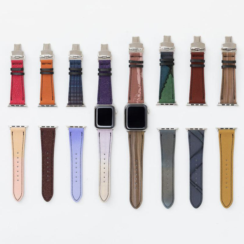 [Apple Watch帶] Apple Watch的變色龍樂隊45（44,42）毫米（底部6點側）皮革Q |京都Yuzen染色