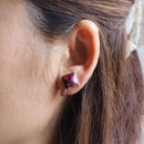 [ACCESSORY] SQUARE EARRINGS SUKE (6 COLORS) | OWARI CLOISONNE