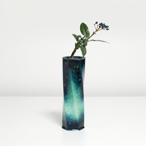 [花瓶]六邊形（綠色）| Owari Cloisonne