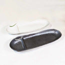 [แผ่นขนาดใหญ่ (แผ่นเสียง)] แผ่นยาวพร้อมพาร์ติชันรูปเรือสีดำ | Marumo Kato Pottery | Mino Wares