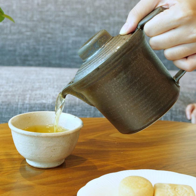 【일본 차 컵】 입이 넓은 냄비 블랙 실버 (아미와) | 미노 웨어