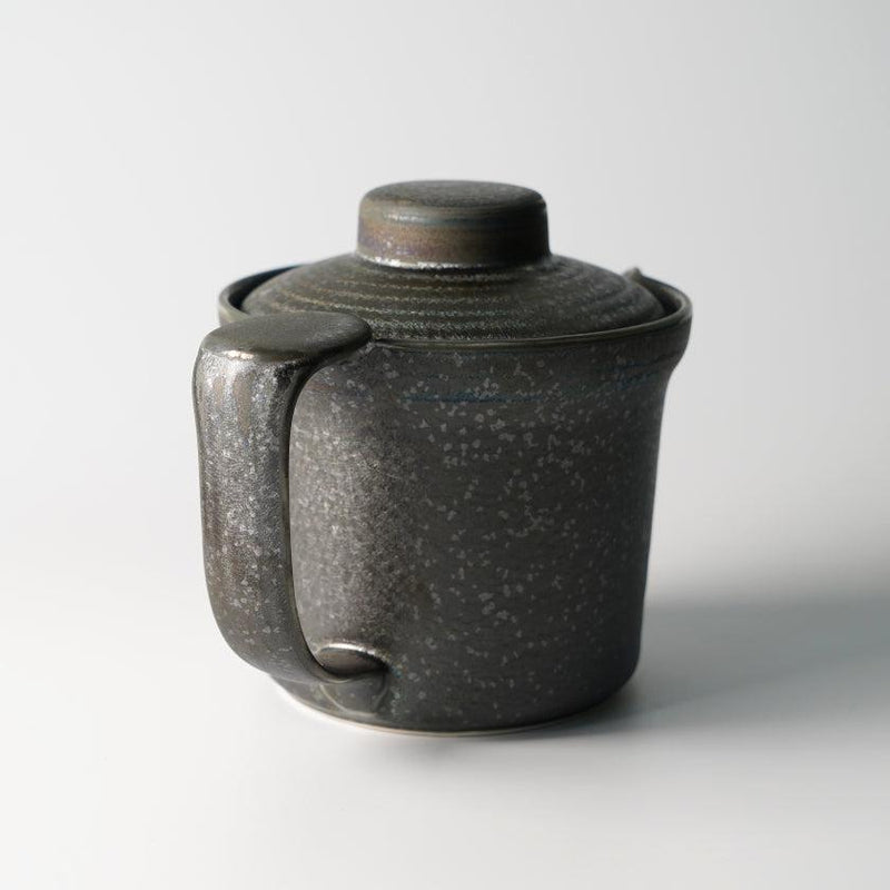[JAPANESE TEA CUP] WIDE-MOUTHED POT BLACK SILVER (WITH AMI) | MARUMO KATO POTTERY | MINO WARES