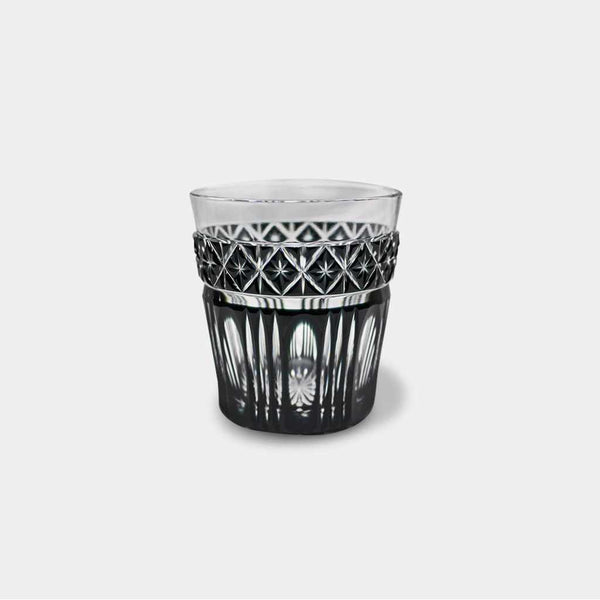[แก้ว] สีดำ Kiriko แก้วเก่าในกล่อง Paulownia แก้ว satsuma ตัด