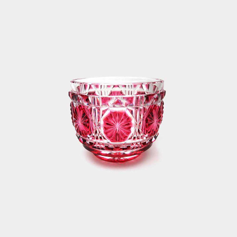 [แก้ว] Ochoko (สีแดงสีแดง) ในกล่อง Paulownia | Satuma Vidro | Satsuma Cut Glass