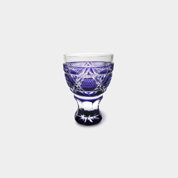 [SAKE CUP] HORSE CUP (GOLD PURPLE) IN A PAULOWNIA BOX | SATUMA VIDRO | SATSUMA CUT GLASS