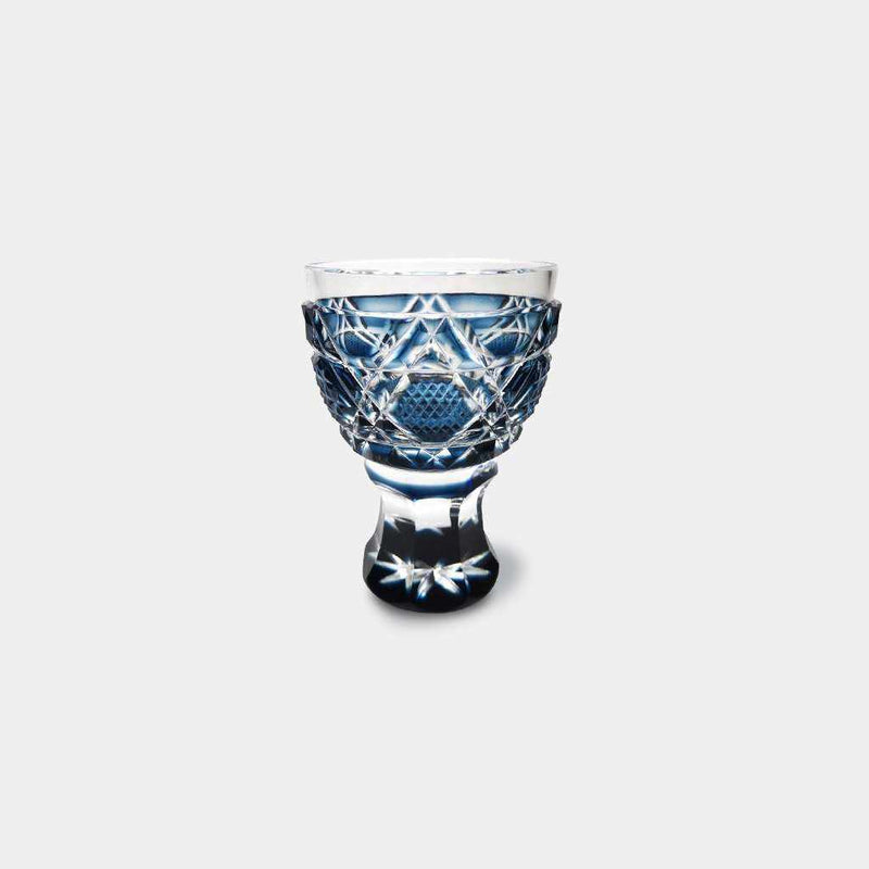 [Sake Cup] A Paulownia Box의 Horse Cup (Indigo) | 사츠마 컷 글래스