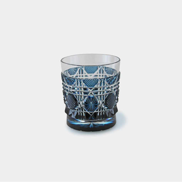[GLASS] OLD GLASS (INDIGO) IN A PAULOWNIA BOX | SATUMA VIDRO | SATSUMA CUT GLASS