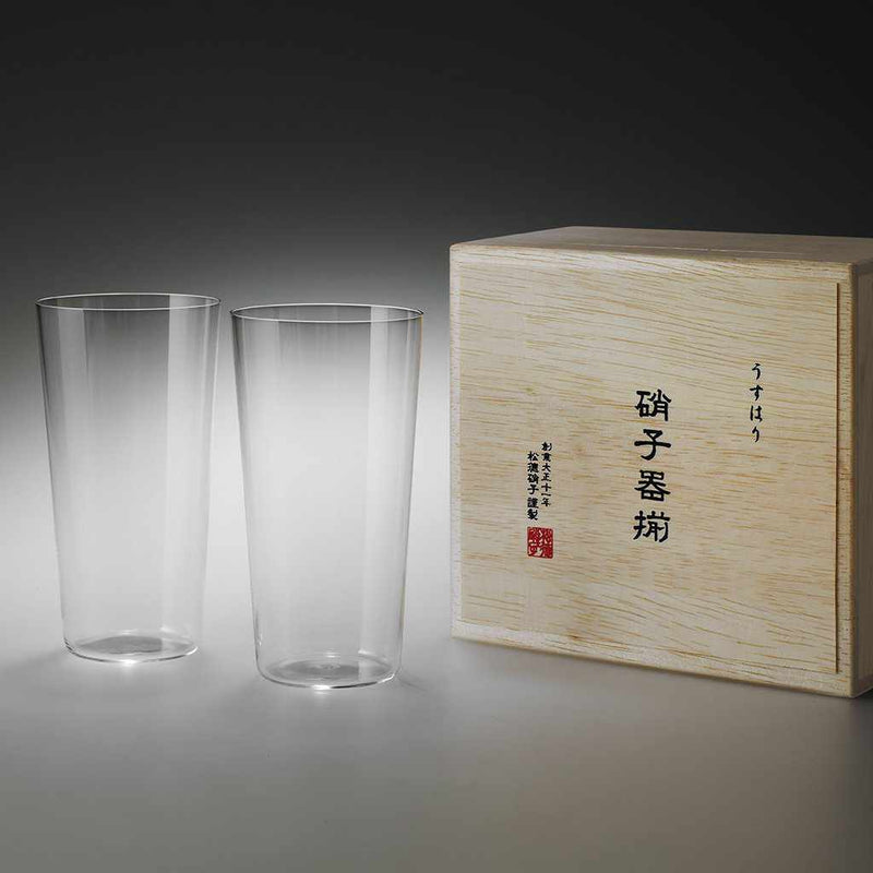[GLASS] THIN TUMBLER L 2-PIECE SET IN A WOODEN BOX | EDO GLASS
