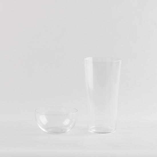 [GLASS] THIN TUMBLER L & PERSIMMON PEA SMALL BOWL SET IN A WOODEN BOX | EDO GLASS