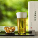 [玻璃]薄不倒翁L和柿子豌豆小碗套在木箱裡|江戶玻璃