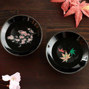 [SAKE CUP] SAKURA & AUTUMN LEAVES MAGIC (BLACK) 2 PIECES | MINO WARES | MARUMO TAKAGI