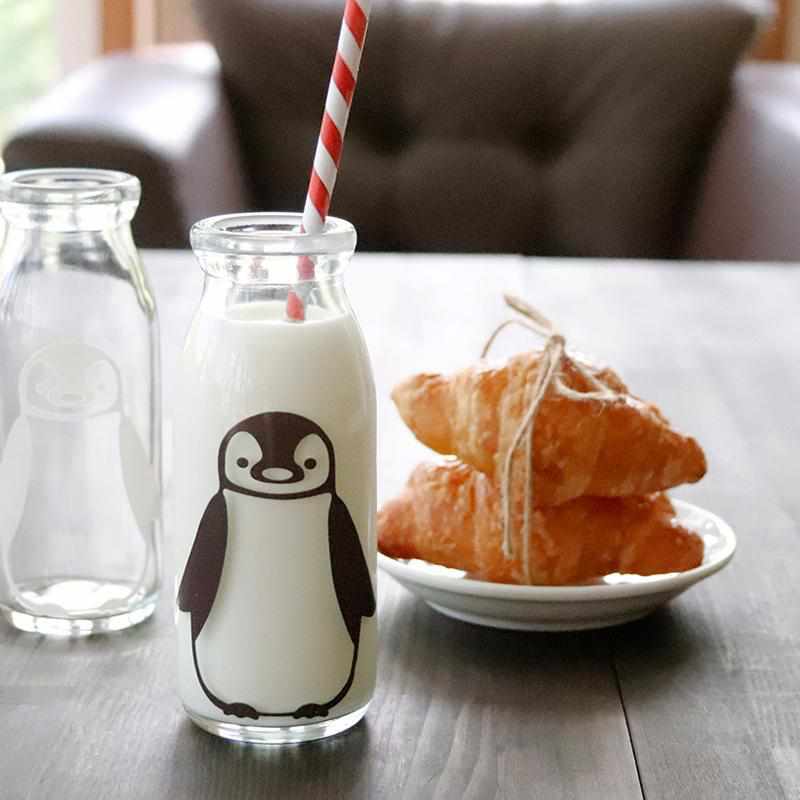 [玻璃]牛奶微笑魔術（熊貓＆penguin）2件