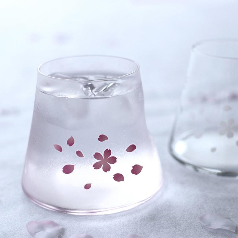 [แก้ว] ดอกซากุระ & MT Fuji (1 ชิ้น) สีชมพู | เปลี่ยนสีและการออกแบบ Mino Wares