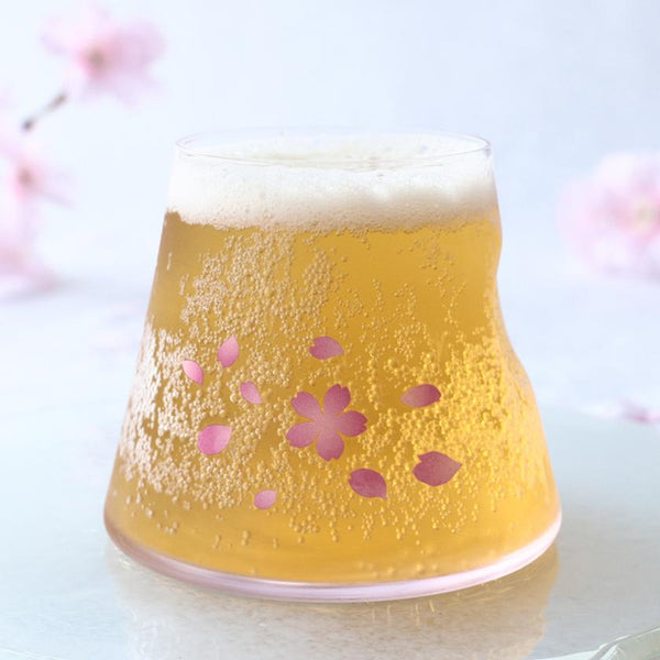 [แก้ว] ดอกเชอร์รี่ & Mt Fuji (1 ชิ้น) สีชมพู | การเปลี่ยนแปลงสีและการออกแบบ Marumo Takagi