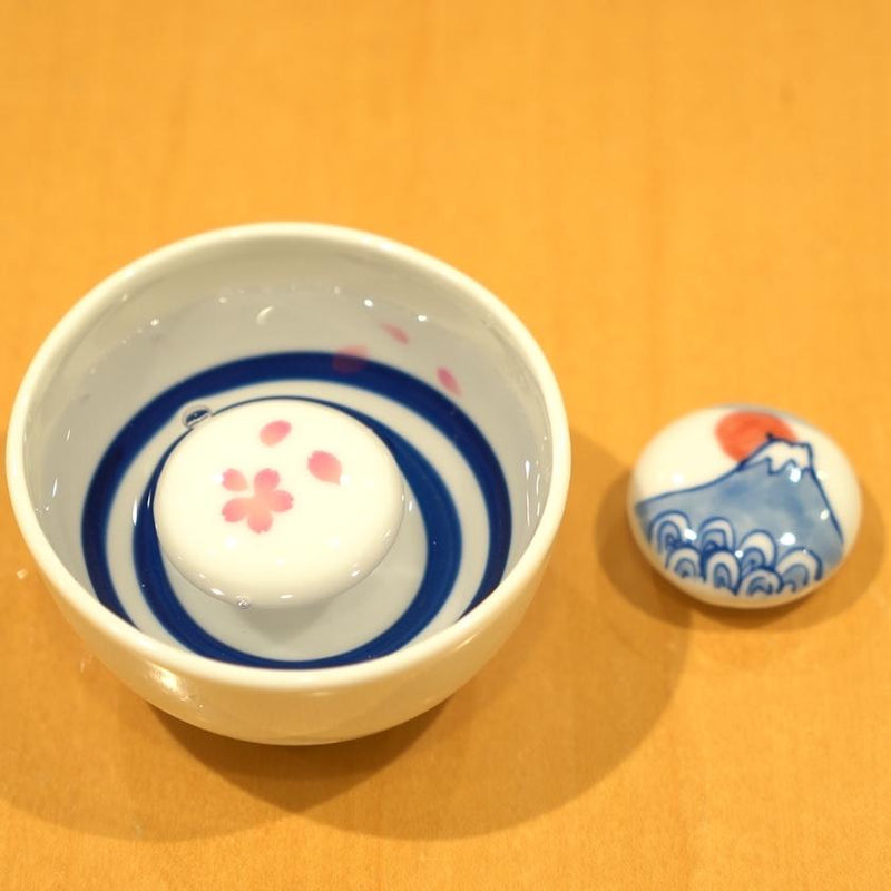 [สาเกถ้วย] ดอกซากุระ & MT Fuji (1 ชิ้น) Sounding Sakazuki | เปลี่ยนสีและการออกแบบ Mino Wares