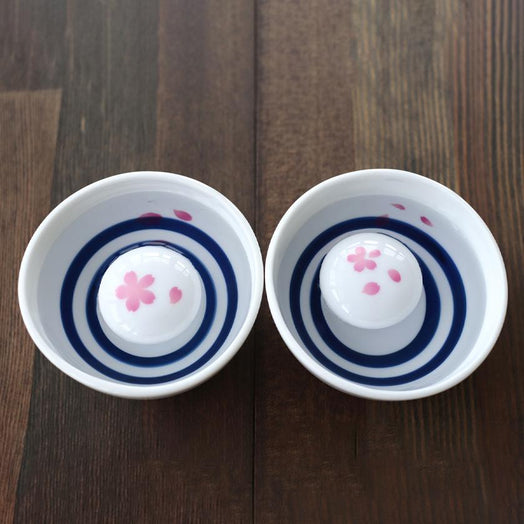 [Sake Cup] Cherry Blossoms & Mt Fuji (1 ชิ้น) ทำให้เกิด Sakazuki | การเปลี่ยนแปลงสีและการออกแบบ Mino Wares | Marumo Takagi