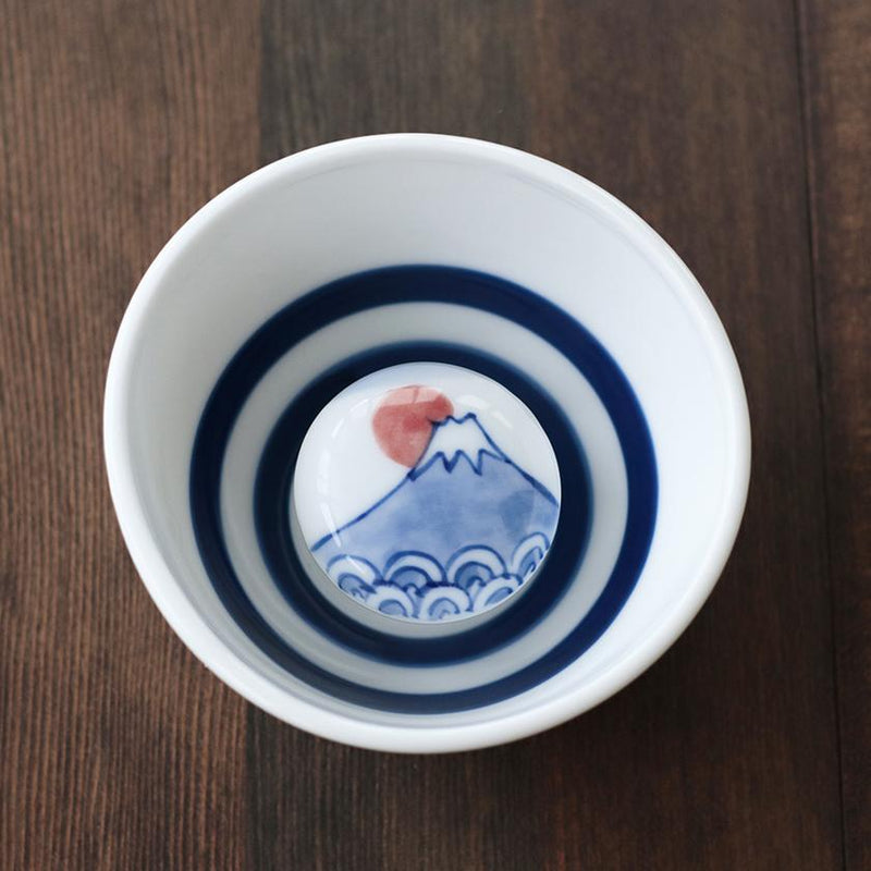 [สาเกถ้วย] ดอกซากุระ & MT Fuji (1 ชิ้น) Sounding Sakazuki | เปลี่ยนสีและการออกแบบ Mino Wares