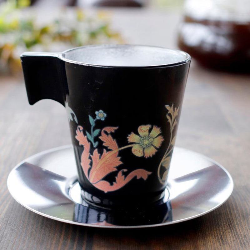 [杯子（杯）]植物（黑色）杯子和碟子|顏色與設計變更| Mino商品