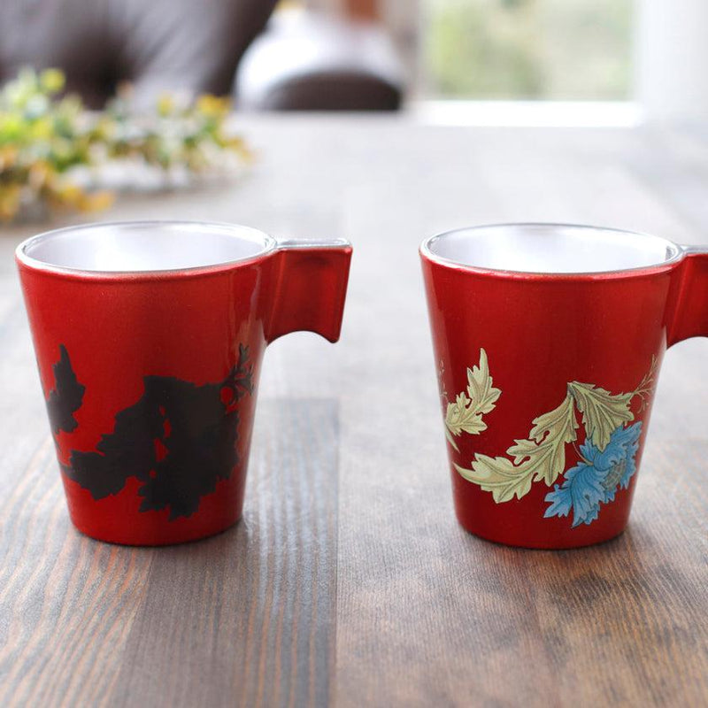 [แก้ว (ถ้วย)] ถ้วยพฤกษศาสตร์ (สีแดง) ถ้วย & จานรอง | การเปลี่ยนแปลงสีและการออกแบบ Mino Wares