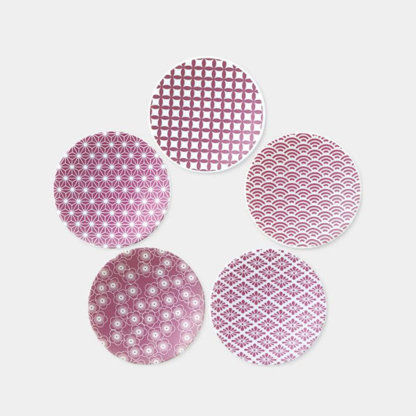 [작은 접시 (플레이트)] 핑크 광택 세트 5 | 미노 상품 | 마루모 타카기