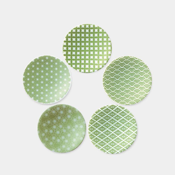 [작은 접시 (플레이트)] 녹색 광택 세트 5 | 미노 상품 | 마루모 타카기