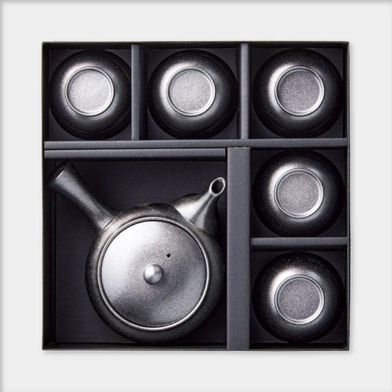 [茶杯]漆黑色銀茶壺和杯子| Mino Wares |馬魯莫·高吉（Marumo Takagi）