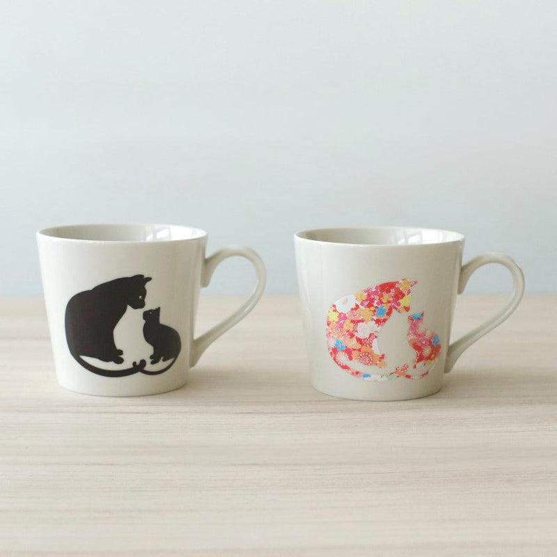 [MUG (CUP)] CATS STARING AT EACH OTHER (WHITE) | COLOR & DESIGN CHANGE | MINO WARES | MARUMO TAKAGI