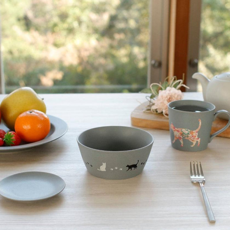 [碗]貓13厘米發光碗（啞光淺灰色）| Mino Wares |馬魯莫·高吉（Marumo Takagi）
