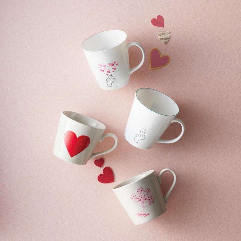 [MUG (CUP)] FLOWERS CONVEYED BY HEARTS (WHITE) | COLOR & DESIGN CHANGE | MINO WARES | MARUMO TAKAGI