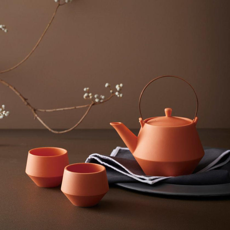 [茶壺和杯子套裝]橙色| Mino Wares |馬魯莫·高吉（Marumo Takagi）