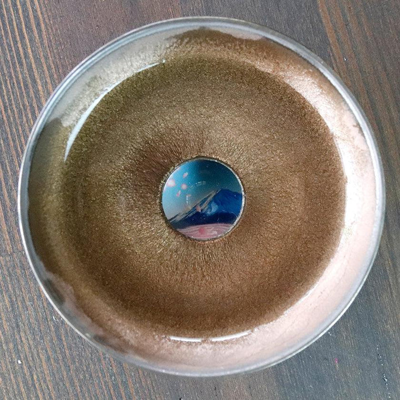 [清酒杯]可以看到富士山！珍珠光澤（平麵類型）| Mino Wares |馬魯莫·高吉（Marumo Takagi）
