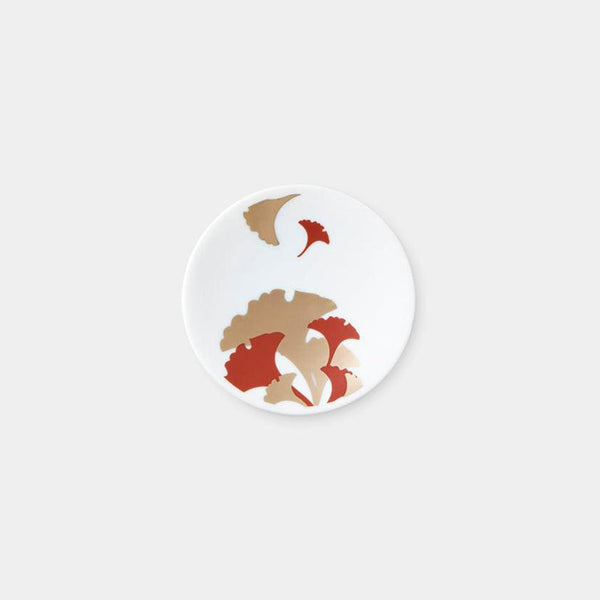 [จานเล็ก ๆ (จาน)] Gold Gingko สีแดง | Mino Wares | Marumo Takagi