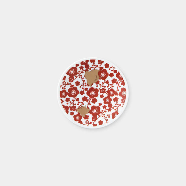 [SMALL DISH (PLATE)] RED GOLD PLUM AND PLOVER | MINO WARES | MARUMO TAKAGI