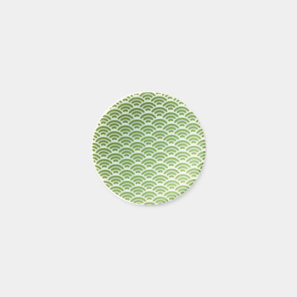 [작은 접시 (플레이트)] 녹색 광택 Seigaiha (파란색 바다 파도) | 미노 상품 | 마루모 타카기