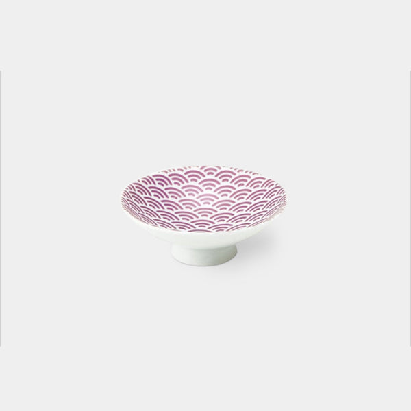 [Sake Cup] Seigaiha มันวาวสีชมพู (คลื่นมหาสมุทรสีน้ำเงิน) | Mino Wares | Marumo Takagi