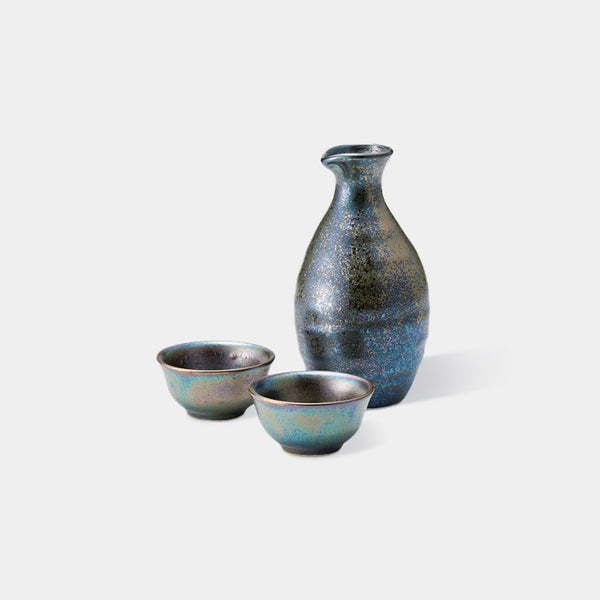 [Sake Bottle & Cup Set] ดวงตาที่เห็นอกเห็นใจ (3 ชิ้น) | Mino Wares | Marumo Takagi