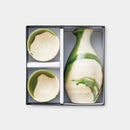 [Sake Bottle & Cup 세트] 녹색 선이있는 오리브 (3 조각) | 미노 상품 | 마루모 타카기