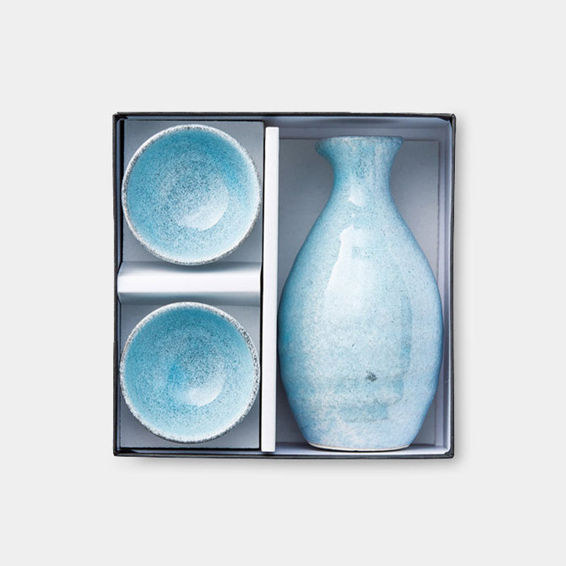 [Sake Bottle & Cup Set] หาดทรายขาว (3 ชิ้น) | Mino Wares | Marumo Takagi