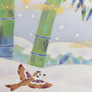 [แผงศิลปะ] ไม้ไผ่และนกกระจอก | Kaga Yuzen | Kenzo Makino