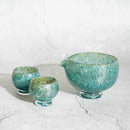 [清酒瓶和杯子套裝] 3件utage藍色| Glass Studio Izumo |吹玻璃（訂購後2週生產）